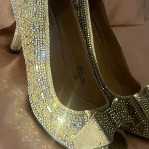 Chase + Chloe Gold Rhinestone Heels